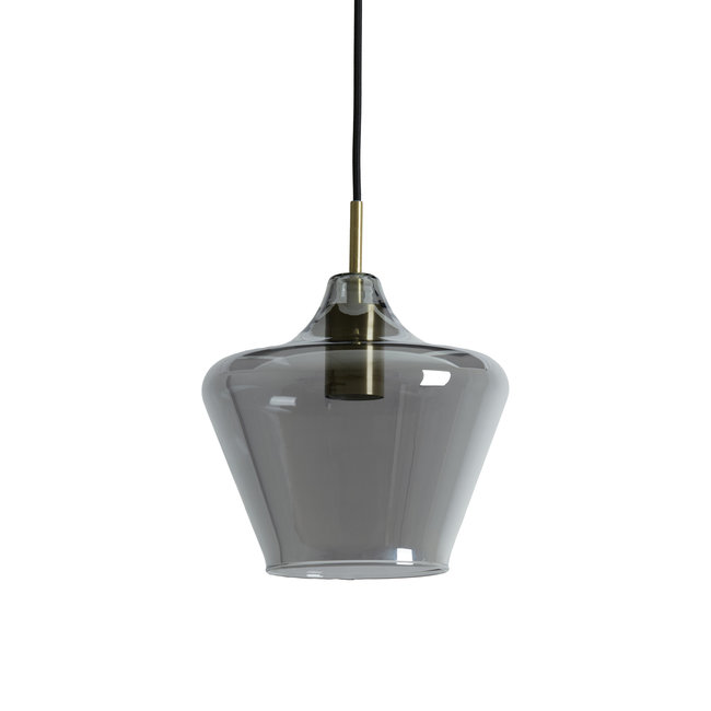 Light en Living Hanglamp Ø30x30 cm SOLLY antiek brons+smoke glas
