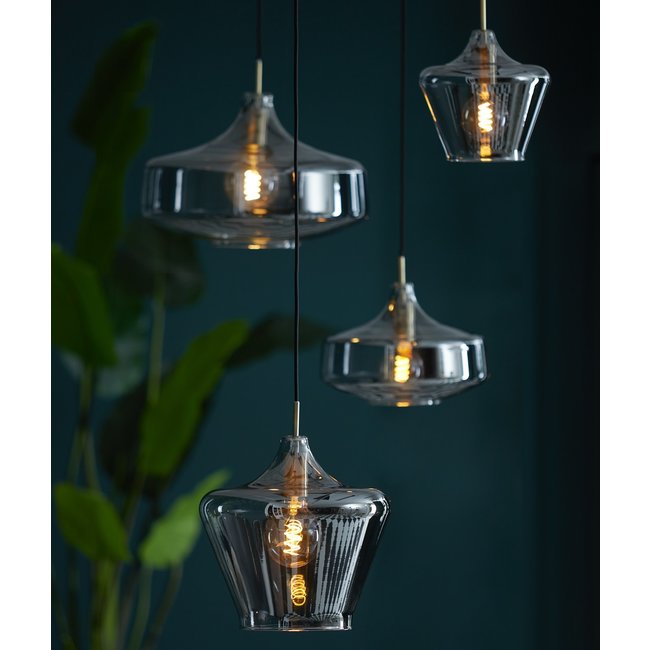 Light en Living Hanglamp Ø22x21 cm SOLLY antiek brons+smoke glas