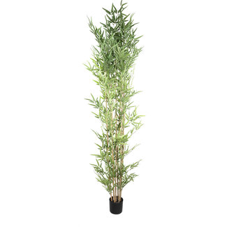 PTMD Kunstplant Leaves Plant green bamboo natural in pot - 240 cm hoog