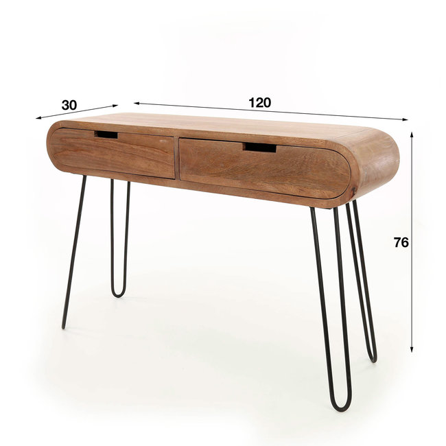 WoonStijl Kaptafel 2L Barrel - Mangohout & Zwart Metaal