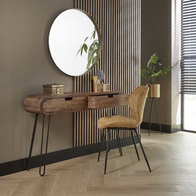 WoonStijl Kaptafel 2L Barrel - Mangohout & Zwart Metaal
