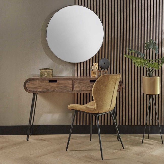 WoonStijl Kaptafel 2L Barrel - Mangohout & Zwart Metaal