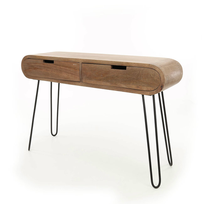WoonStijl Kaptafel 2L Barrel - Mangohout & Zwart Metaal