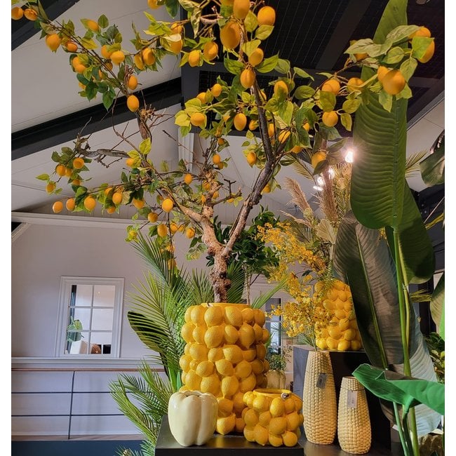 Light en Living Vaas deco LEMON geel - 14 cm hoog