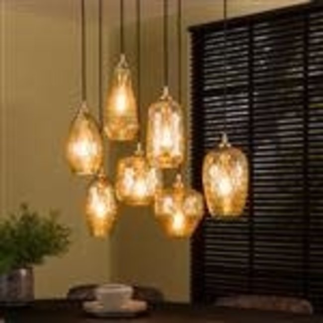 WoonStijl Hanglamp 4+3 oval facet mix