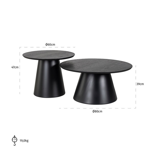 Richmond Interiors  Salontafel Jazz set van 2 zwart
