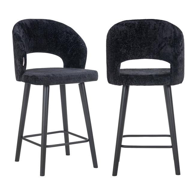 Richmond Interiors  Counterstoel Savoy black chenille - Showroommodel