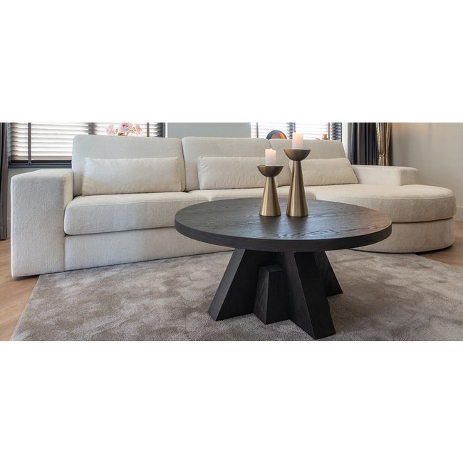 Richmond Interiors  Bank Felix 2.5 seats + lounge rechts rond white chenille (Bergen 900 white chenille)
