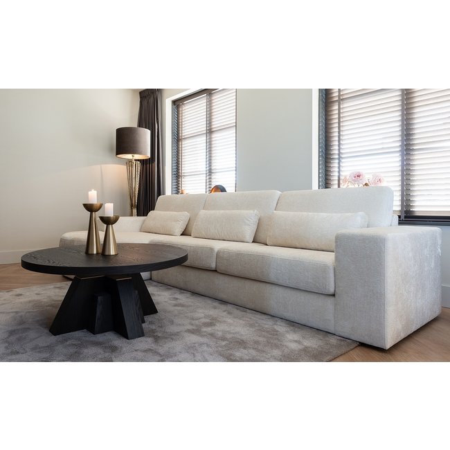 Richmond Interiors  Bank Felix 2.5 seats + lounge rechts rond white chenille (Bergen 900 white chenille)