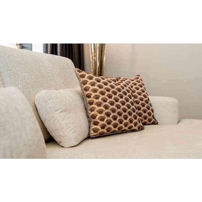 Richmond Interiors  Bank Felix lounge links rond + 2.5 zitter white chenille (Bergen 900 white chenille)