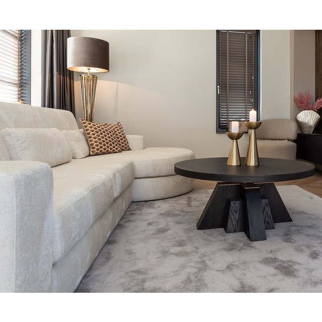 Richmond Interiors  Bank Felix lounge links rond + 2.5 zitter white chenille (Bergen 900 white chenille)
