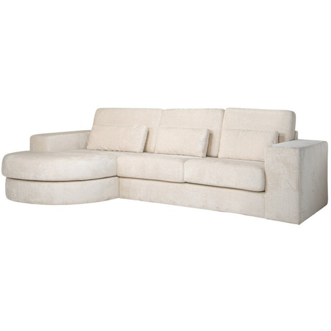 Richmond Interiors  Bank Felix lounge links rond + 2.5 zitter white chenille (Bergen 900 white chenille)