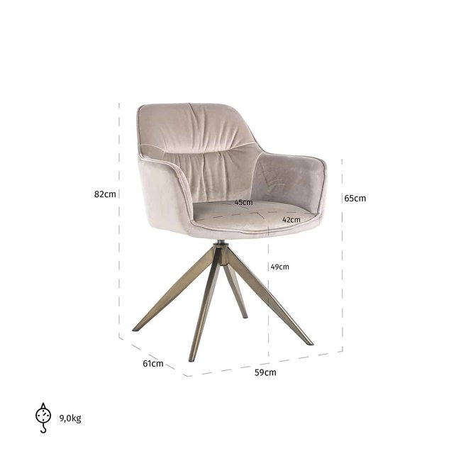 Richmond Interiors  Draaistoel Aline khaki velvet