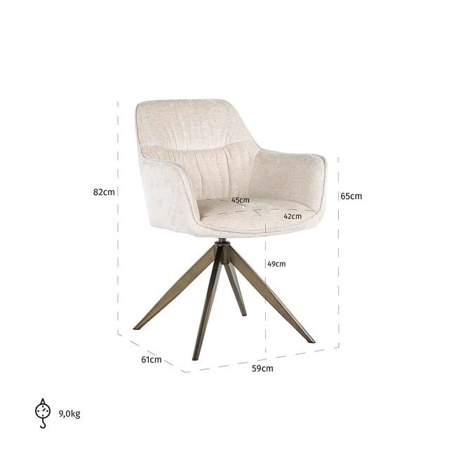 Richmond Interiors  Draaistoel Aline white chenille