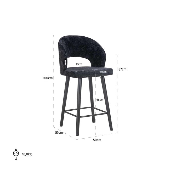 Richmond Interiors  Counterstoel Savoy black chenille - Showroommodel