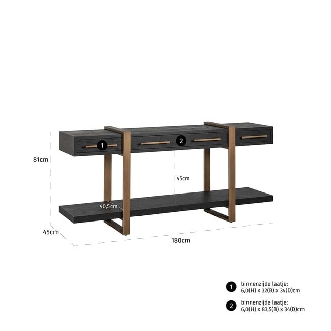 Richmond Interiors  Dressoir Cambon 3-laden (Dark coffee)