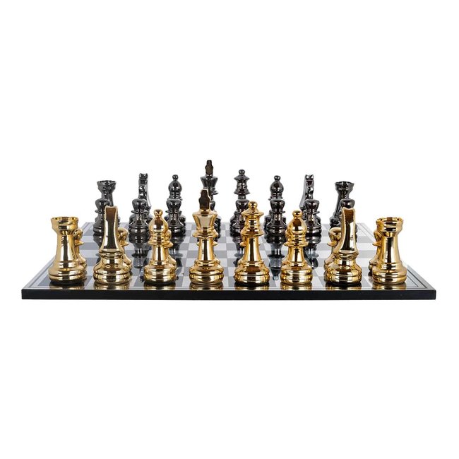 Richmond Interiors  Schaakbord Saray Zwart goud