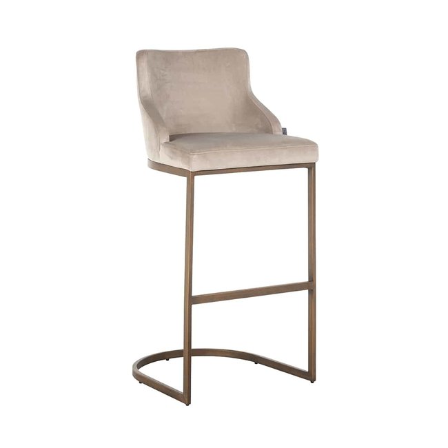 Richmond Interiors  Barstoel Bolton khaki velvet geborsteld goud Khaki