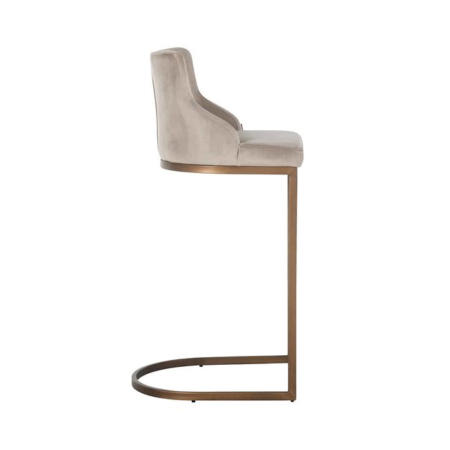 Richmond Interiors  Barstoel Bolton khaki velvet geborsteld goud Khaki