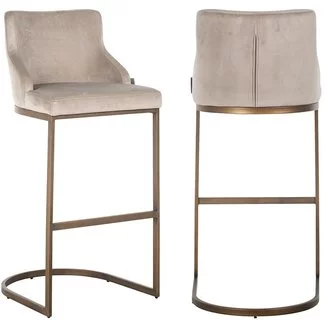 Richmond Interiors  Barstoel Bolton khaki velvet geborsteld goud Khaki