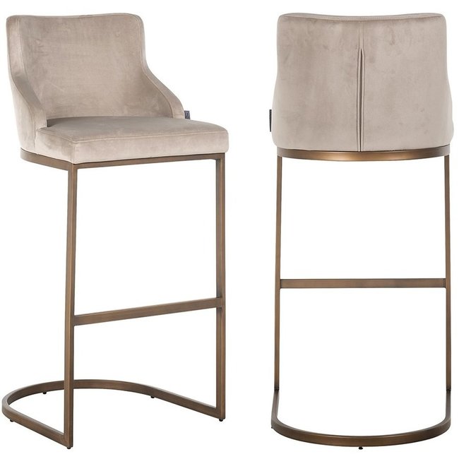 Richmond Interiors  Barstoel Bolton khaki velvet geborsteld goud Khaki