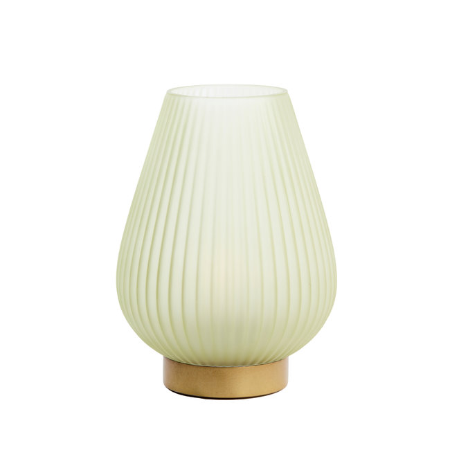 Light en Living Tafellamp LED TAJERA glas mat licht groen+goud - 2 afmetingen