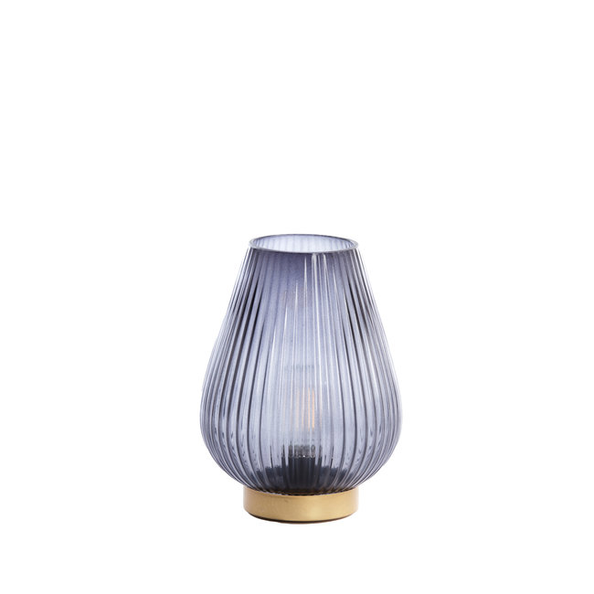 Light en Living Tafellamp LED TAJERA glas grijs+goud Ø21x28 cm