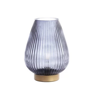 Light en Living Tafellamp LED TAJERA glas grijs+goud Ø21x28 cm