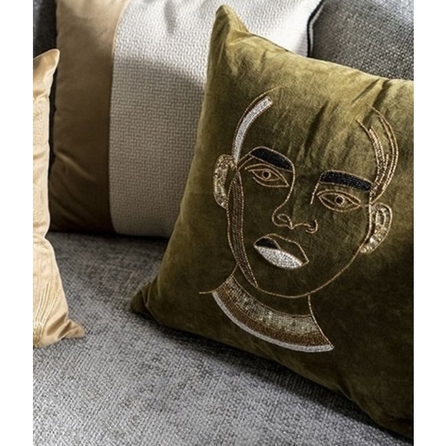 By Boo Kussen Dax - Trendy velvet sierkussen met kralen - Diverse kleuren