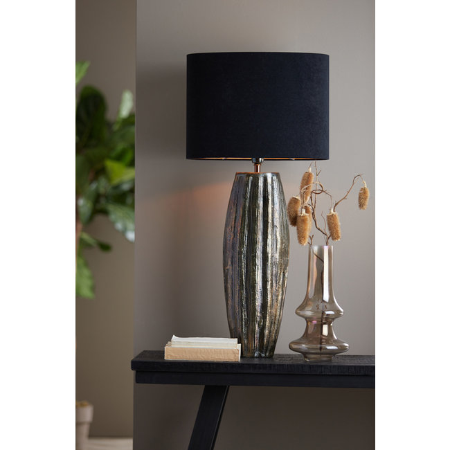 Light en Living Lampenkap ovaal recht VELOURS zwart-taupe - diverse maten