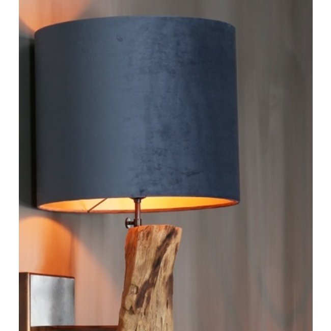 Light en Living Kap cilinder VELOURS dusty blue - Diverse afmetingen