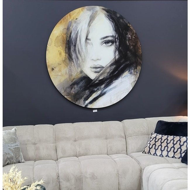 Wandpaneel Mysterious girl velvet Ø 130 cm