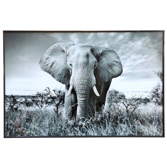 PTMD Schilderij Melani Glass Art Olifant Groot - Glaskunst