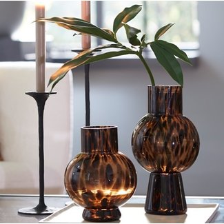 Light en Living VVaas NARRA glas bruin-donker bruin - Ø17,5x31 cm 