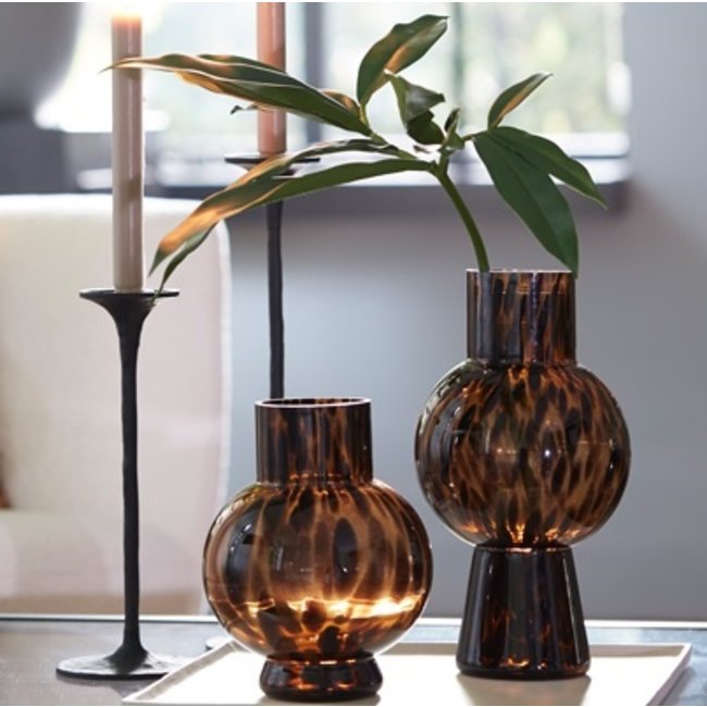Light en Living Vaas NARRA glas bruin-donker bruin - Ø17,5x31 cm 