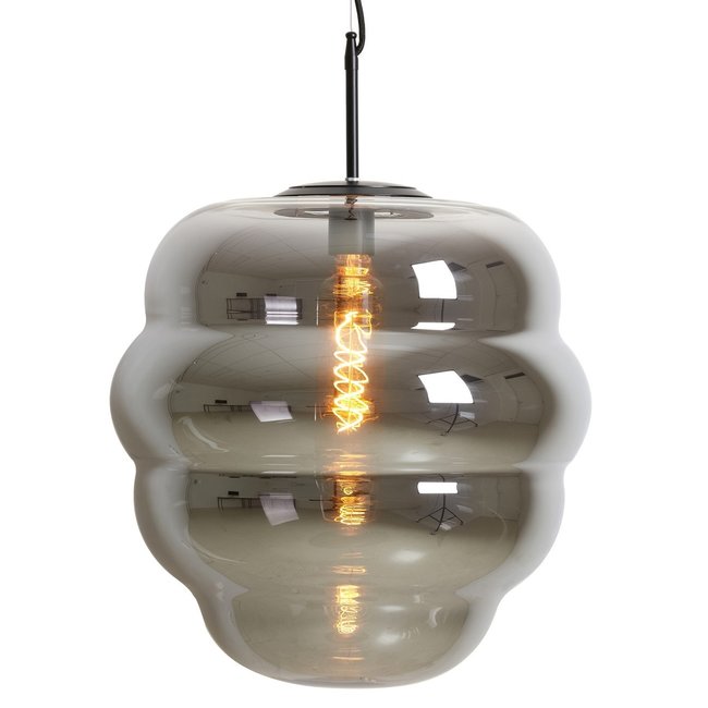 Light en Living Hanglamp MISTY glas smoke + mat zwart - 2 maten