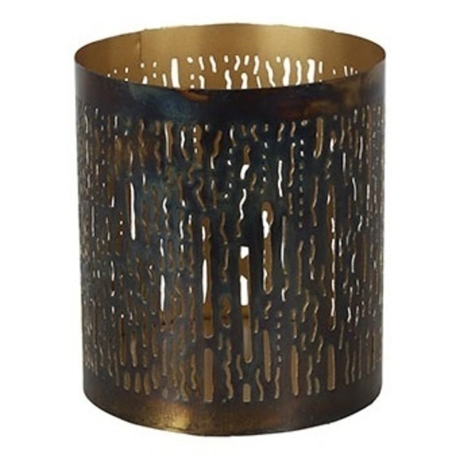 Countryfield Theelicht Cato verbrand goud M 15 cm hoog