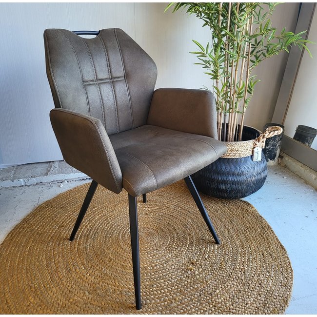 WoonMax Eettafelstoel Puck Zorro - Cognac, Antraciet, Groen, Clay, Zand of Taupe