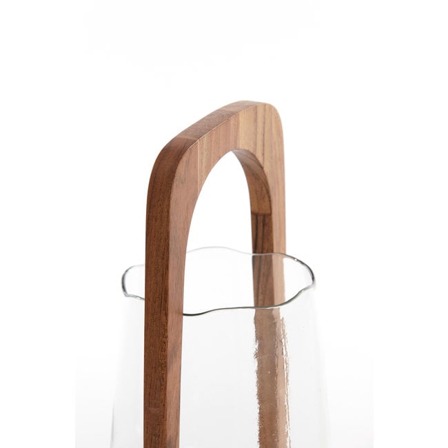 Light en Living Windlicht Ø21,5x35 cm ANOSY glas  helder+hout naturel