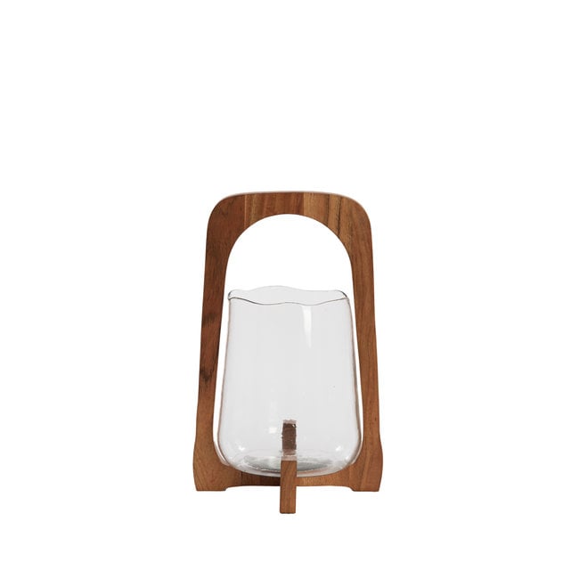 Light en Living Windlicht Ø21,5x35 cm ANOSY glas  helder+hout naturel