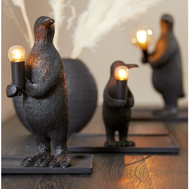 Light en Living Tafellamp E14 pinguïn mat zwart - Diverse afmetingen