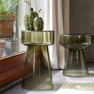 Light en Living Bijzettafel Ø37x44 cm DAKWA glas grijs  groen