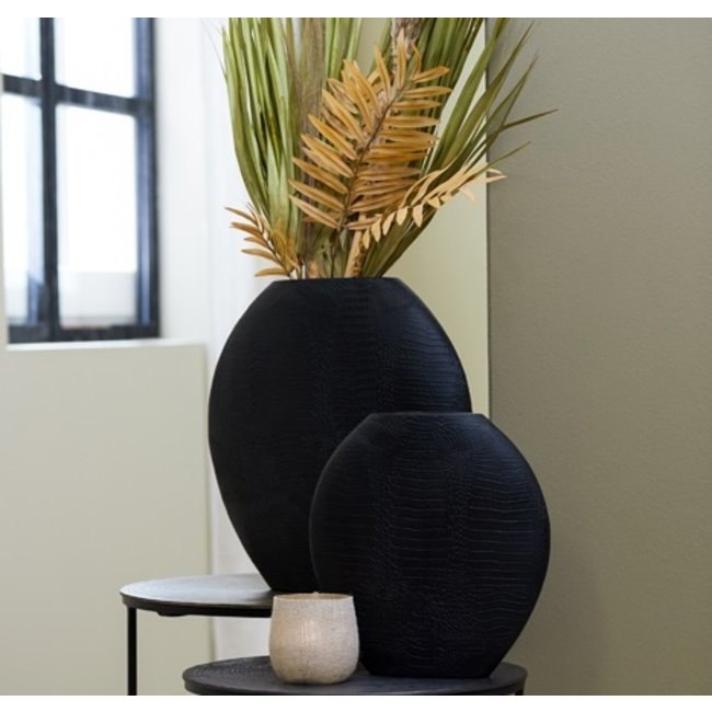 Light en Living Vaas deco 39x11x40 cm SKELD mat zwart van Light & Living