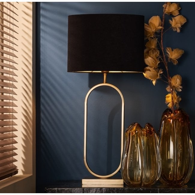 Light en Living Lampenkap ovaal recht VELOURS zwart-taupe - diverse maten