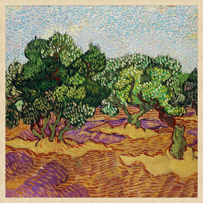 Wandkraft Art Facsimile 001 - Olijfbomen door Vincent van Gogh op Forex met lijst