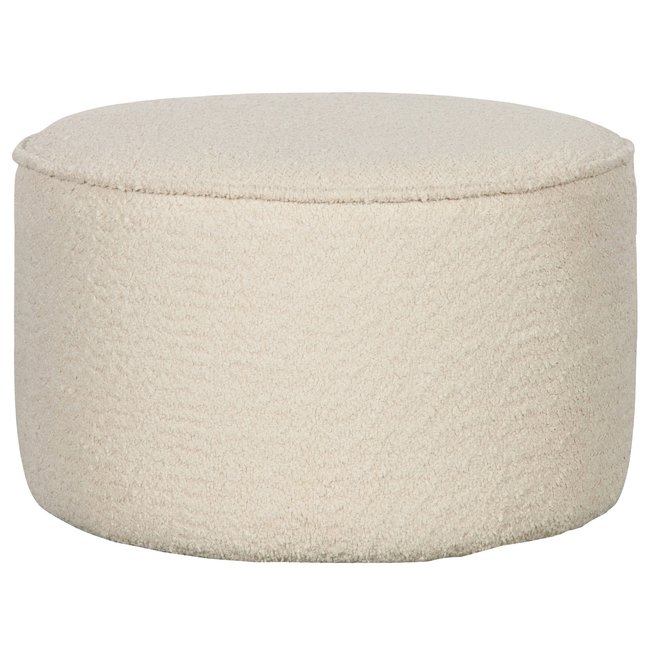 Woood Sara Poef Laag Bouclé Crème 36 x Ø60