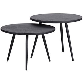 Woood Set van 2 - Suze Bijzettafels Hout/metaal Zwart