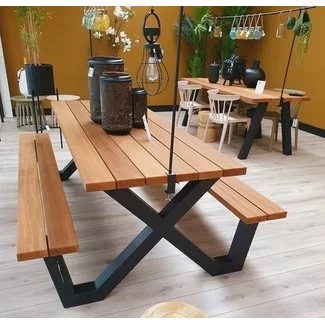 Woood Tablo Outdoor Picknicktafel Naturel Met X-poot Metaal [fsc]