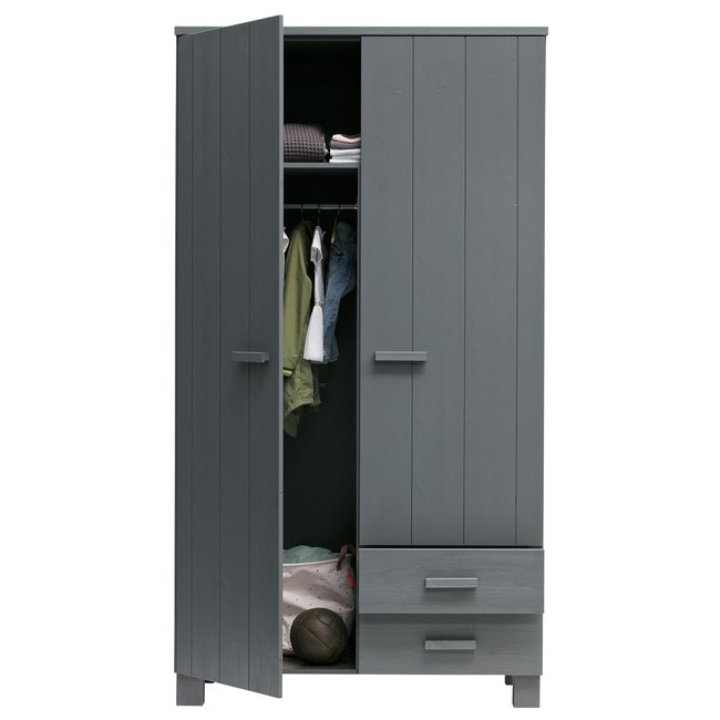 Woood Dennis Kast Met Laden Grenen Steel Grey Geborsteld [fsc]