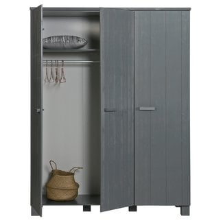 Woood Dennis 3-deurs Kast Grenen Steel Grey Geborsteld [fsc]
